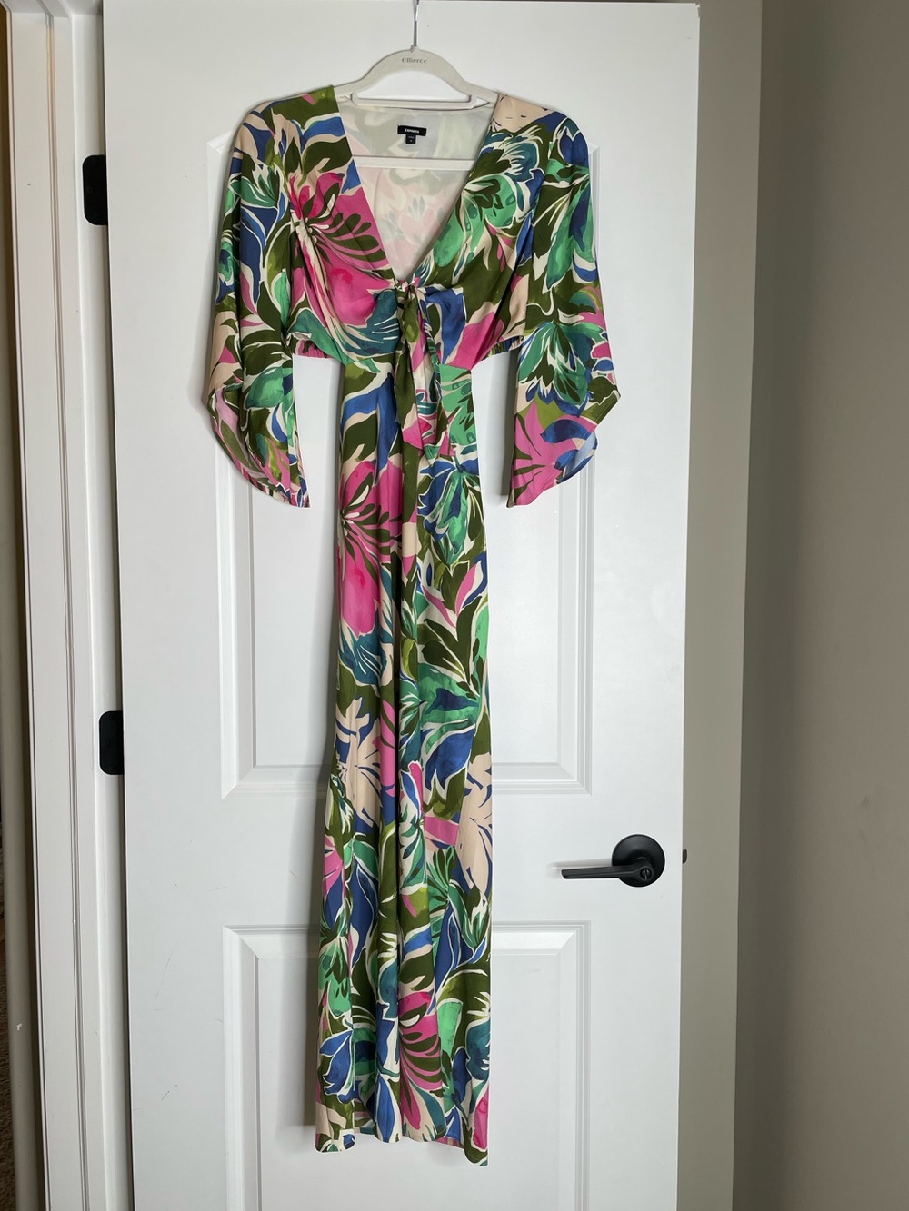 Express Floral Tie-Front Midi Dress